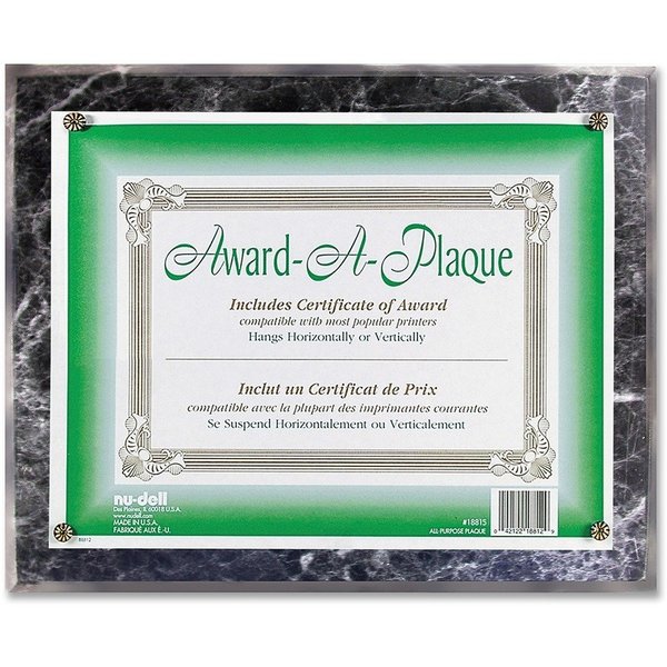 Nudell Award Plaques, Horizontal/Vertical, 13"x10-1/2", Black Marble NUD18815M